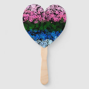 Retro Groovy Cute Floral Omniromantic Pride Flag Hand Fan
