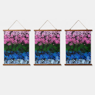 Retro Groovy Cute Floral Omniromantic Pride Flag Hanging Tapestry