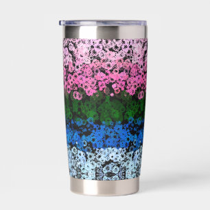 Retro Groovy Cute Floral Omniromantic Pride Flag Insulated Tumbler