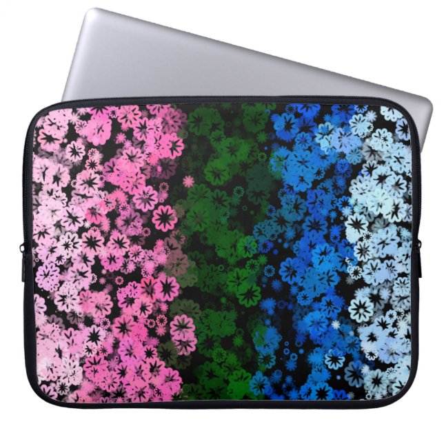 Retro Groovy Cute Floral Omniromantic Pride Flag Laptop Sleeve (Front)