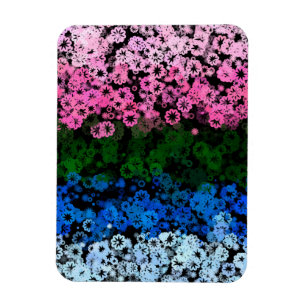 Retro Groovy Cute Floral Omniromantic Pride Flag Magnet