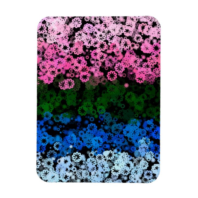 Retro Groovy Cute Floral Omniromantic Pride Flag Magnet (Vertical)