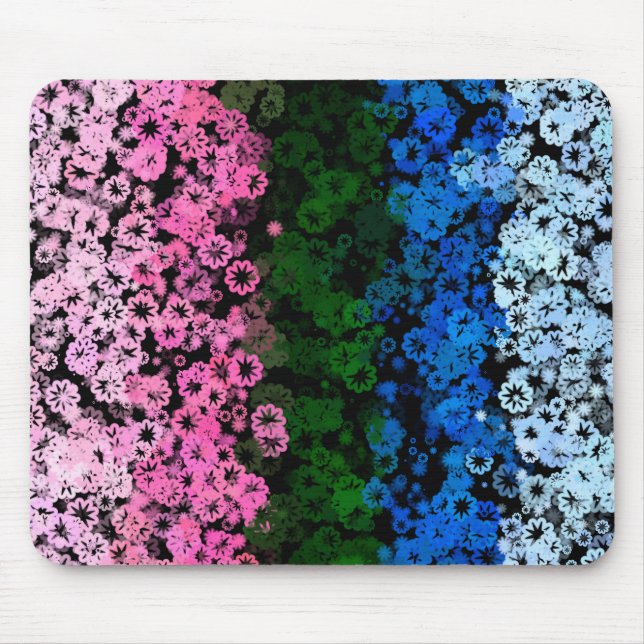 Retro Groovy Cute Floral Omniromantic Pride Flag Mouse Pad (Front)