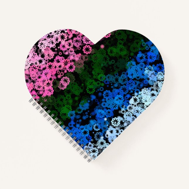 Retro Groovy Cute Floral Omniromantic Pride Flag Notebook (Front)