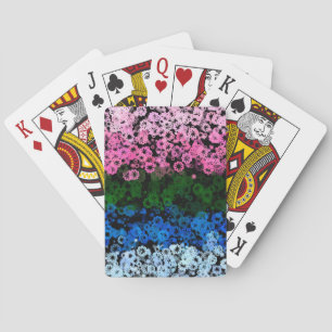 Retro Groovy Cute Floral Omniromantic Pride Flag Playing Cards