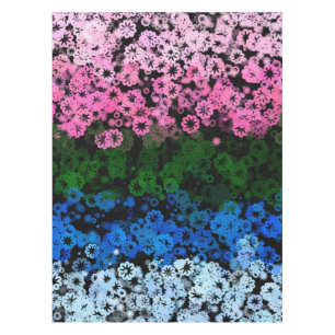 Retro Groovy Cute Floral Omniromantic Pride Flag Tablecloth