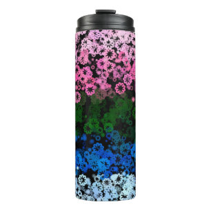 Retro Groovy Cute Floral Omniromantic Pride Flag Thermal Tumbler