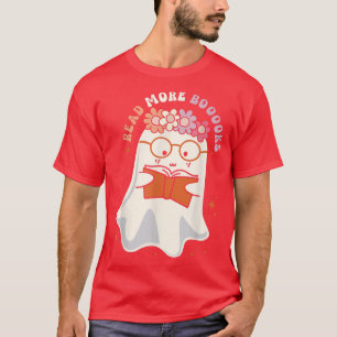 Retro Groovy Cute Ghost Read more boooooks Hallowe T-Shirt
