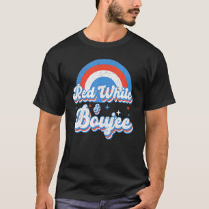 Retro Groovy Cute Red White And Boujee 4th Of July T-Shirt