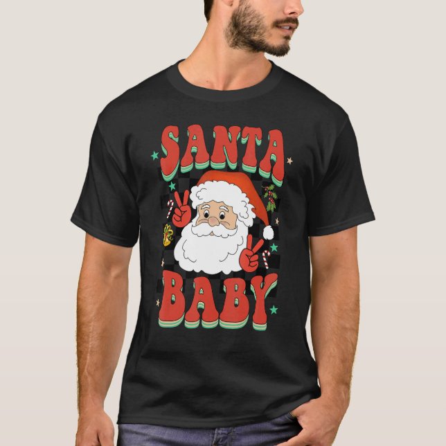 Retro Groovy Cute Santa  Christmas Men Women Kids T-Shirt (Front)