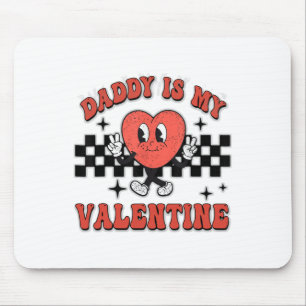 Retro Groovy Daddy Is My Valentine Cute Heart Boys Mouse Pad