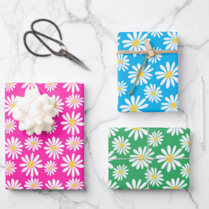Retro Groovy Daisies Spring Daisy Pattern Colourfu Wrapping Paper Sheet