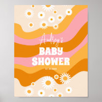 Retro Groovy Daisy Baby Shower Welcome