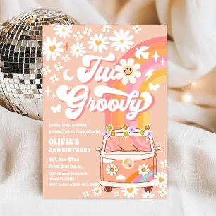 Retro Groovy Daisy Birthday Invitation
