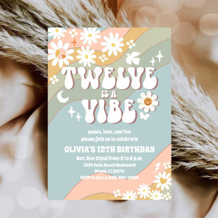 Retro Groovy Daisy Birthday Invitation