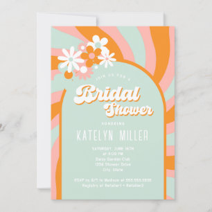 Retro Groovy Daisy Bridal Shower Invitation