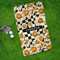 Retro Groovy Daisy Chequerboard Personalised Name