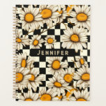 Retro Groovy Daisy Chequerboard Personalised Name Planner<br><div class="desc">Retro Groovy Daisy Chequerboard Personalised Name Planner features a groovy daisy pattern on a black and white chequerboard pattern background with your custom text or personalised name in the centre. Perfect as a gift for family and friends for Christmas, birthday, holidays, Mother's day, work colleagues and more. Created by ©Evco...</div>