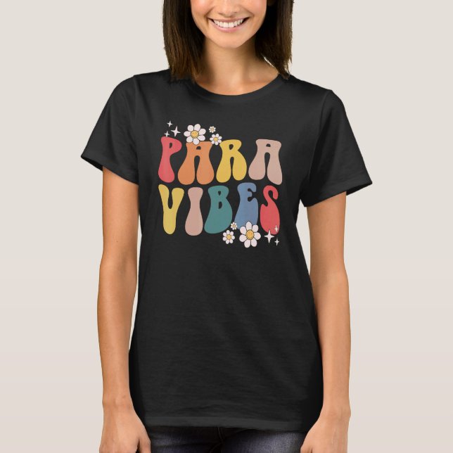 Retro Groovy Daisy Para Vibes First Day of School T-Shirt (Front)
