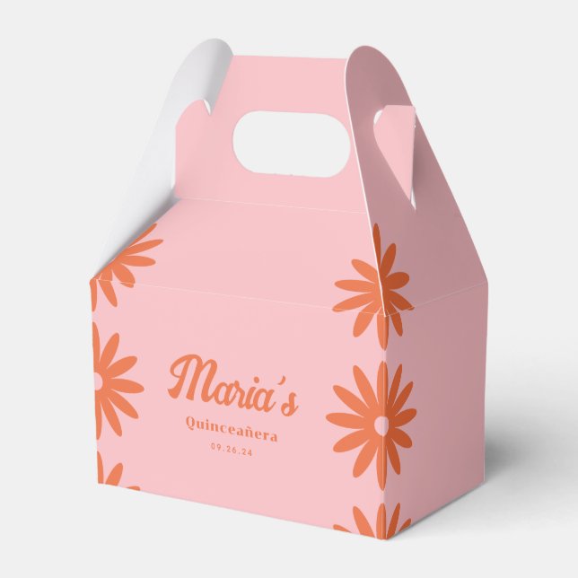 Retro Groovy Daisy Quinceanera Favour Box (Front Side)