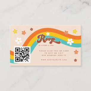 Retro Groovy Daisy Seventies Wedding RSVP Hippie Enclosure Card