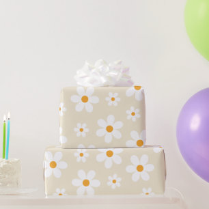 Retro Groovy Daisy Tan Birthday gift Wrapping Pape Paper