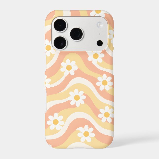 Retro Groovy Daisy Wave iPhone Case (Back)