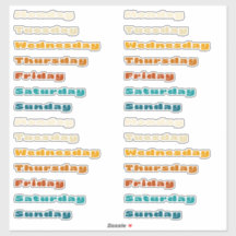 Retro Groovy Days of the Week Sticker Sheet