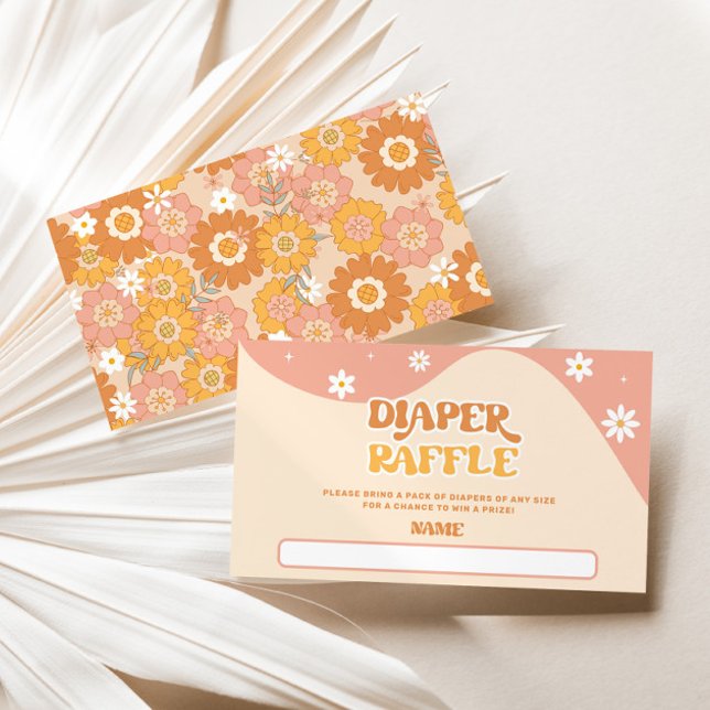 Retro groovy diaper raffle ticket enclosure card (Creator Uploaded)