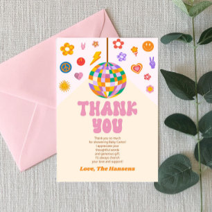 Retro Groovy Disco Ball Baby Shower Thank You Card