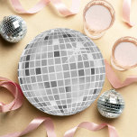 Retro GROOVY Disco Ball Bridal Shower  Paper Plate<br><div class="desc">Step back in time with our Retro Disco Ball Bridal Shower Invitations & Decor collection. Immerse yourself in the nostalgia of the 70s with muted beige and grey arches, enhanced by groovy silver glitter fonts. The iconic retro disco ball takes centre stage, evoking an era of disco glamour, all while...</div>