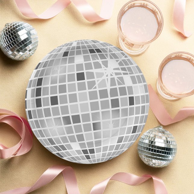 Retro GROOVY Disco Ball Bridal Shower  Paper Plate (Creator Uploaded)