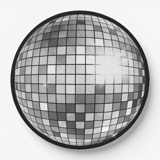 Retro Groovy Disco Ball Paper Plate (Front)