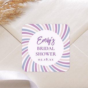 Retro Groovy Disco Bridal Shower Square Sticker