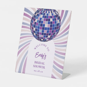 Retro Groovy Disco Bridal Shower Welcome Pedestal Sign