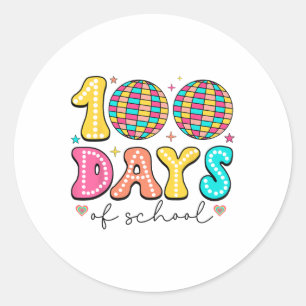 Retro Groovy Disco Byll 100 Days Of School Teacher Classic Round Sticker