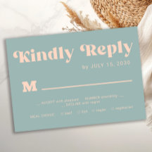 Retro groovy dusty blue bold typography wedding