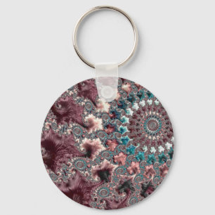 Retro Groovy Eclectic Bohemian Spiral Fractal Key Ring