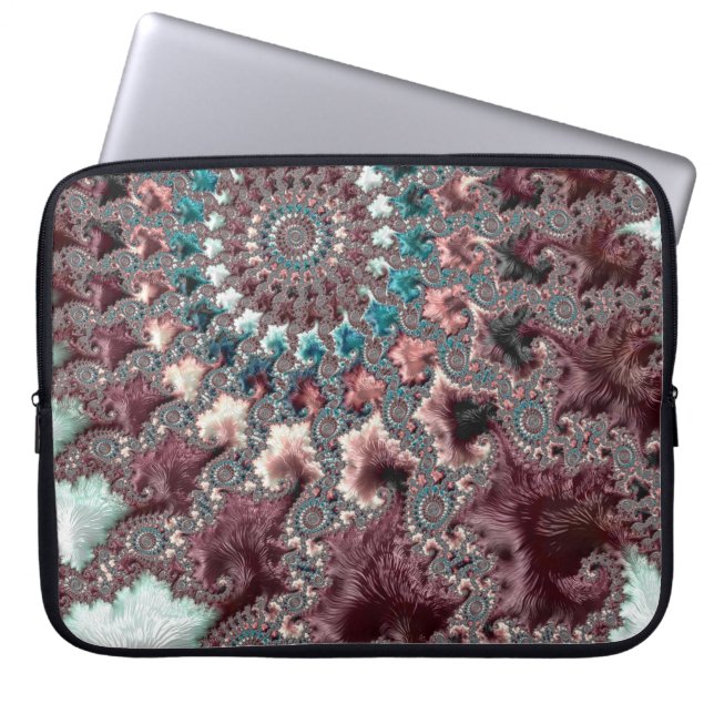 Retro Groovy Eclectic Bohemian Spiral Fractal Laptop Sleeve (Front)