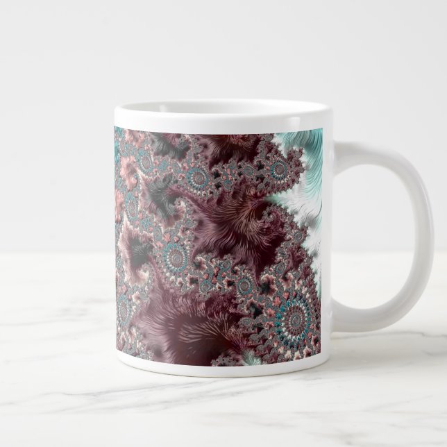 Retro Groovy Eclectic Bohemian Spiral Fractal Large Coffee Mug (Right)