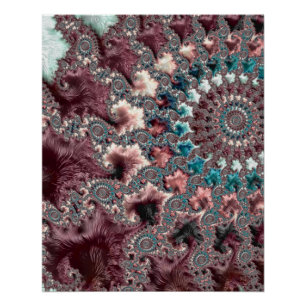 Retro Groovy Eclectic Bohemian Spiral Fractal Poster