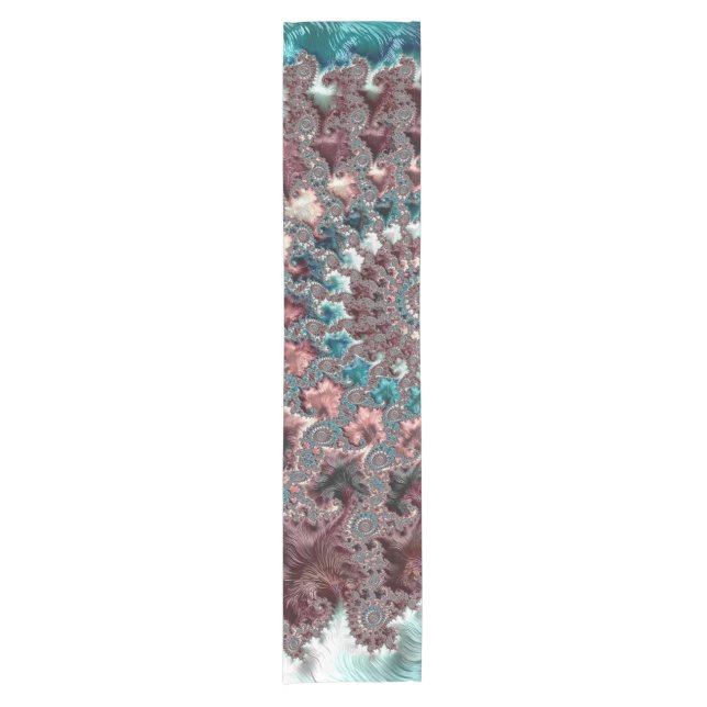 Retro Groovy Eclectic Bohemian Spiral Fractal Short Table Runner (Front)
