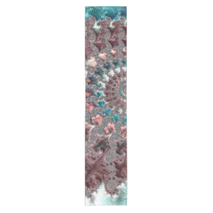 Retro Groovy Eclectic Bohemian Spiral Fractal Short Table Runner