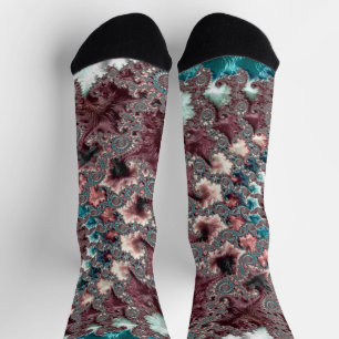 Retro Groovy Eclectic Bohemian Spiral Fractal Socks