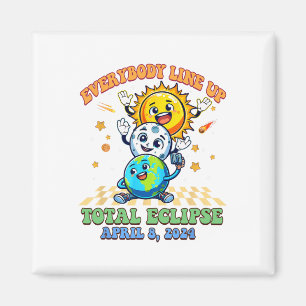 Retro Groovy Everybody Line Up Total Solar Eclipse Magnet