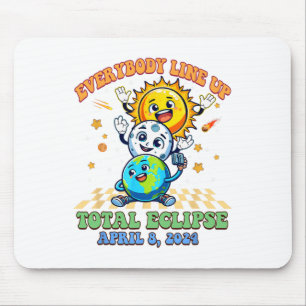 Retro Groovy Everybody Line Up Total Solar Eclipse Mouse Pad