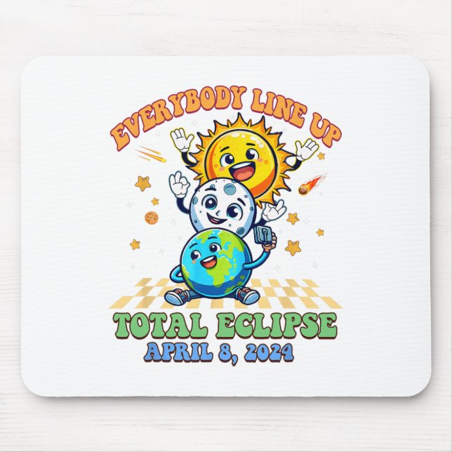 Retro Groovy Everybody Line Up Total Solar Eclipse Mouse Pad (Front)