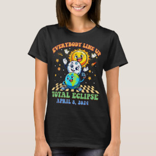 Retro Groovy Everybody Line Up Total Solar Eclipse T-Shirt
