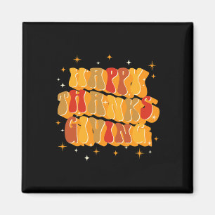 Retro Groovy Fall Thankful Vibes Happy Thanksgivin Magnet