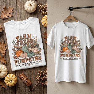 Retro Groovy Farm Fresh Pumpkins Graphic T-Shirt